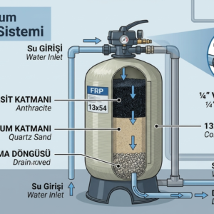 Antrasit–Kum Filtrasyon Sistemleri (¼”Valf Bağlantılı | 13×54 Tank)